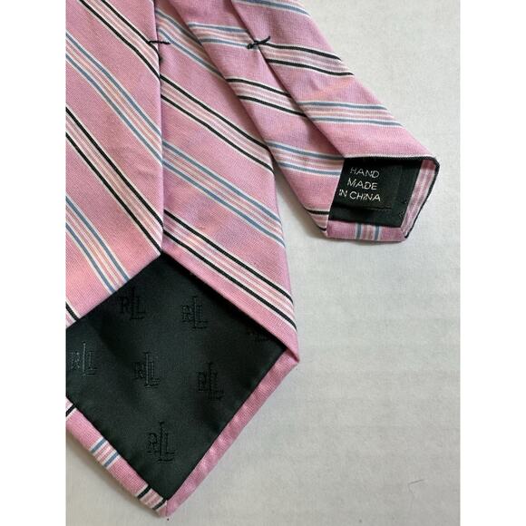 Lauren Ralph Lauren Men's Neck Tie Pink Striped Silk/Cotton Preppy Trendy - Picture 6 of 13